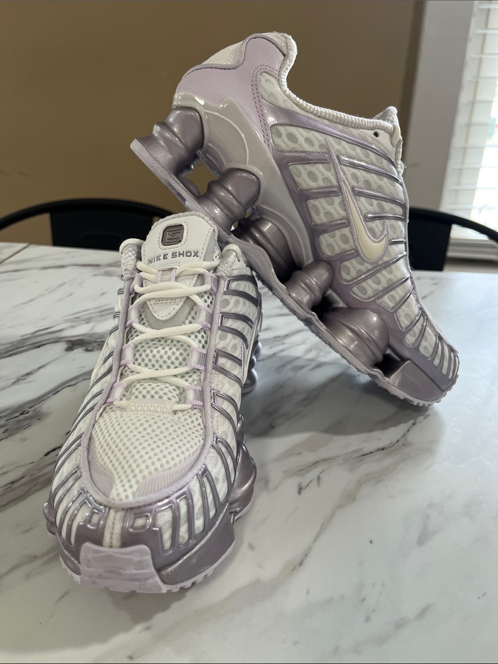 Nike Women's Shox Sneakers - White & Light Lavender